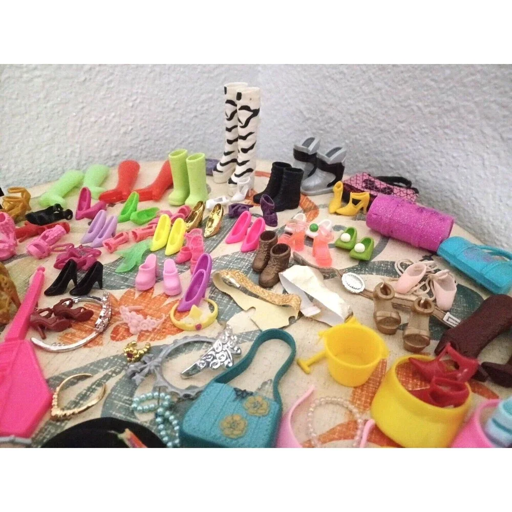 Large Lot of Miscellaneous Barbie Doll Accessories Shoes Purses, Lots More Vtg